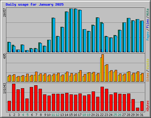 Daily usage for January 2025
