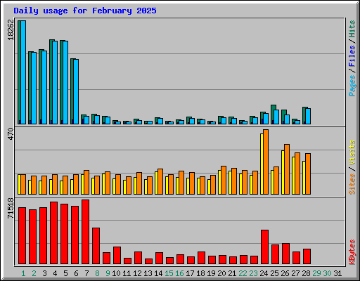 Daily usage for February 2025