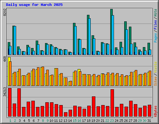 Daily usage for March 2025
