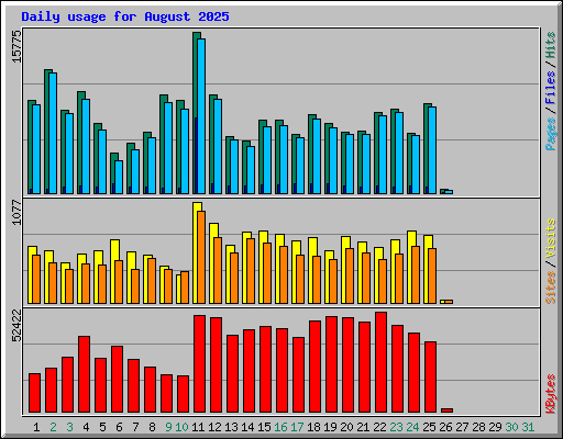 Daily usage for August 2025
